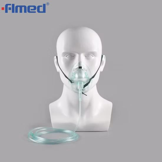 Masque facial à oxygène jetable en PVC médical approuvé par l'ISO CE avec tubulure